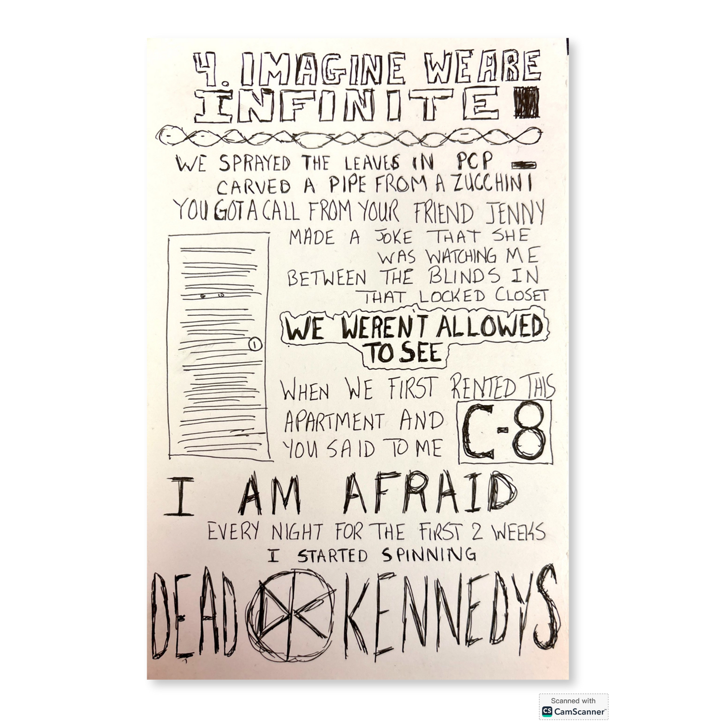 Handwritten Lyrics: Imagine We Are Infinite (PCP)