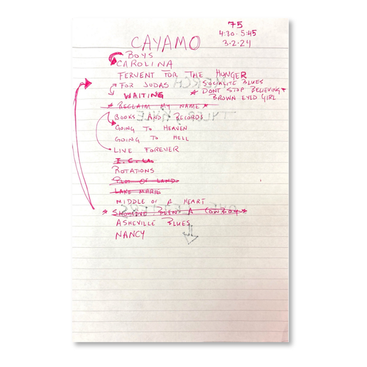 Handwritten Setlist: Cayamo 2024