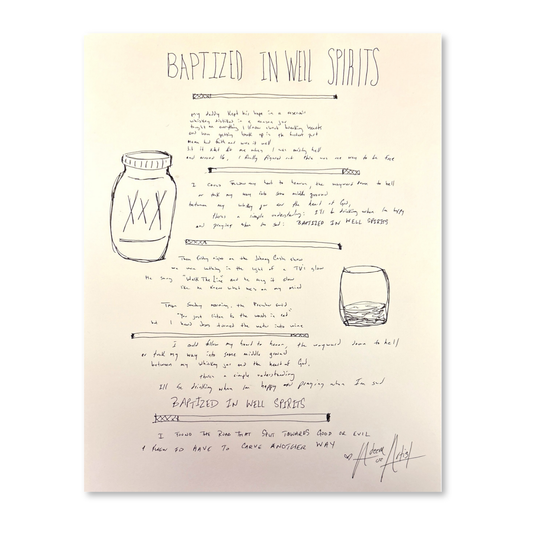 Handwritten Lyrics: Baptized in Well Spirits